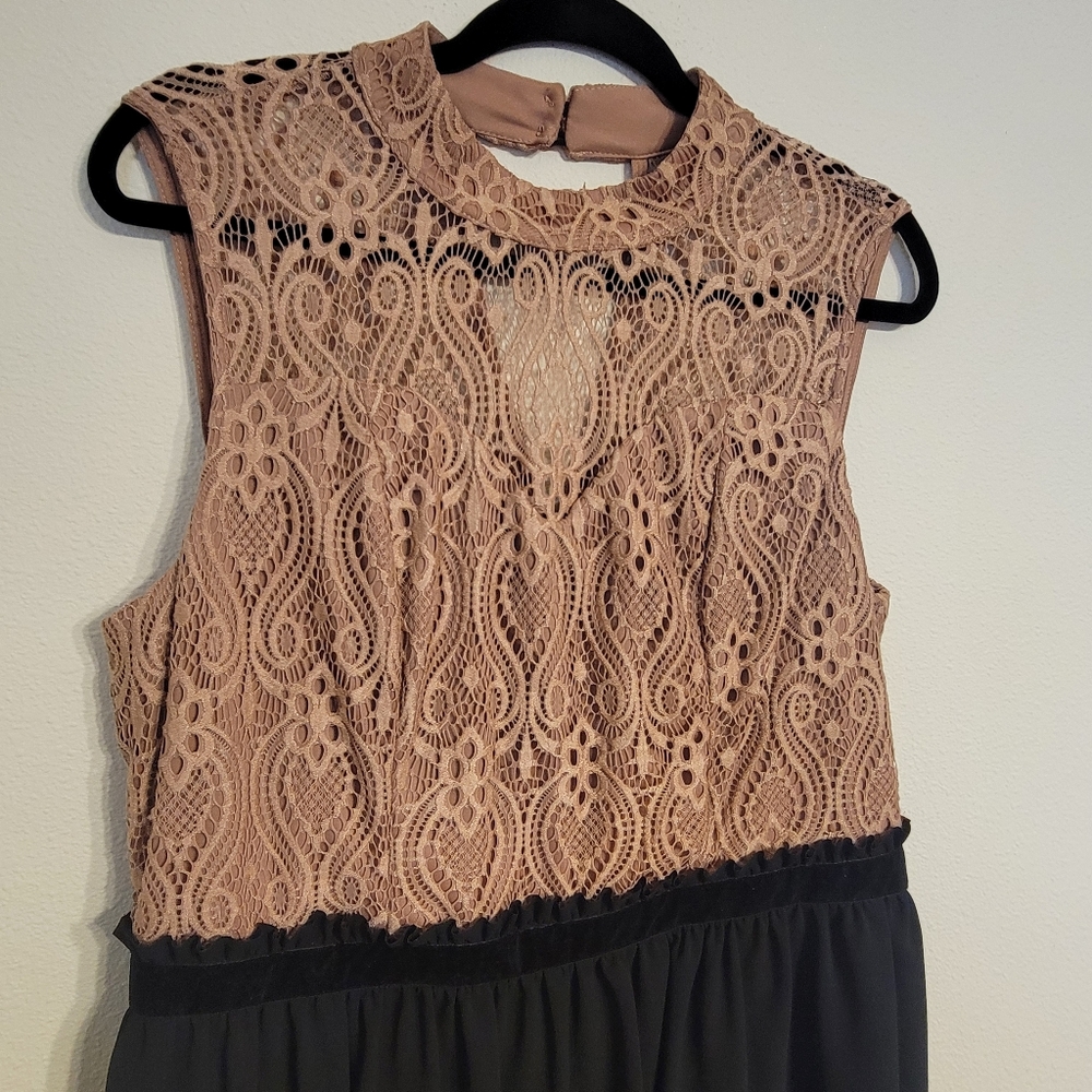 Maurice's Women’s 0 Mauve Lace Black Sleeveless Dress Semi Formal Feminine NWT